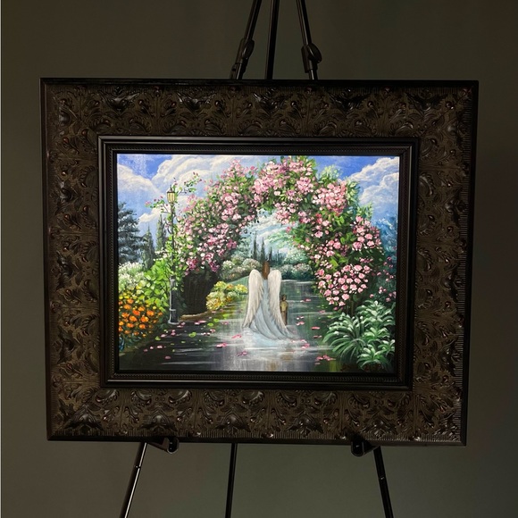 ⚜️ Spiritual  Acrylic Painting “ Angel And A Child In Divine Rose Garden” - Picture 4 of 6